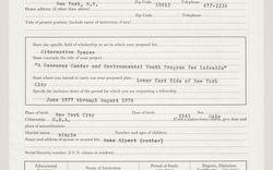 Fellowship application submitted to the John Simon Guggenheim Memorial Foundation by Gordon Matta-Clark