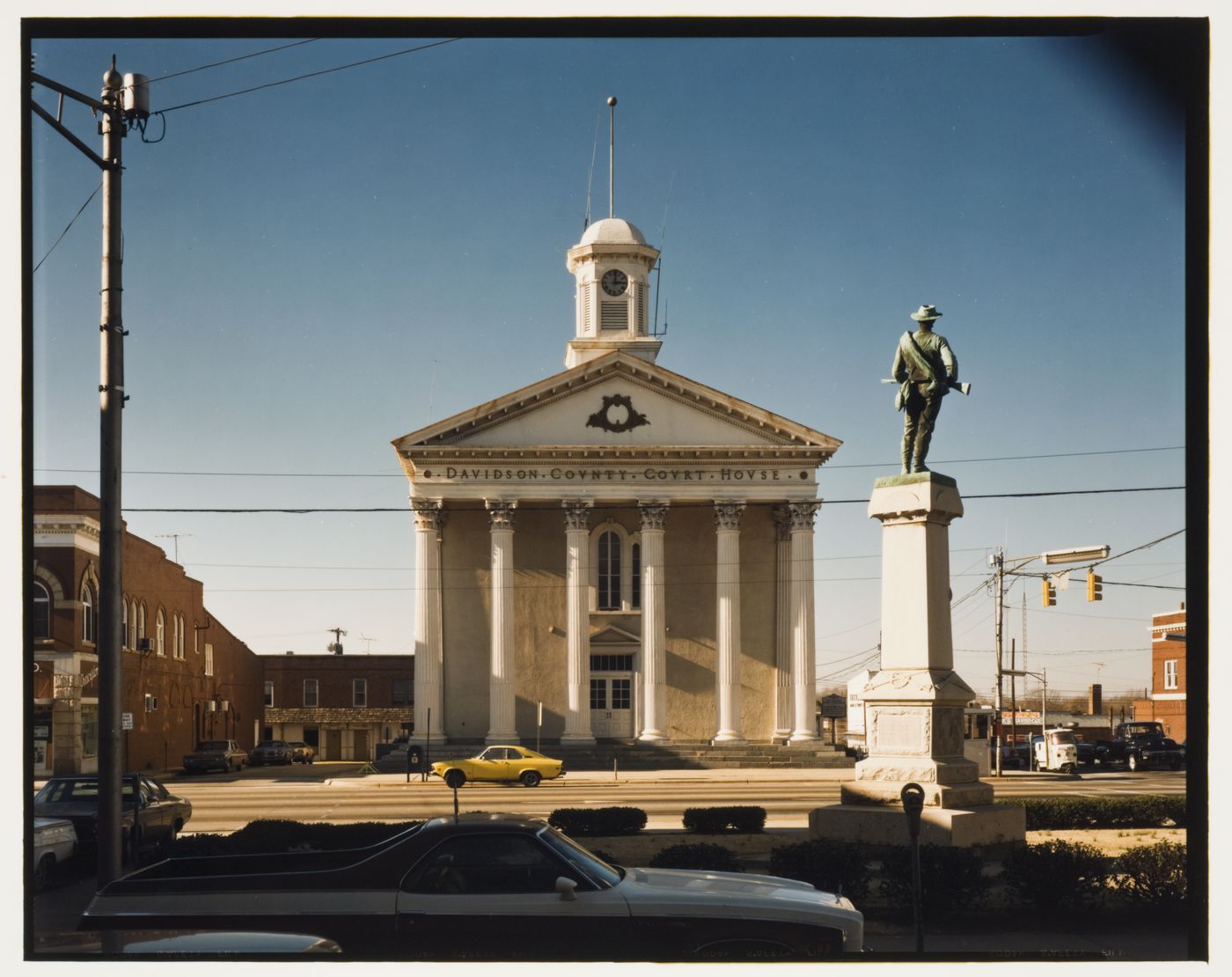 View of the Davidson County Courthouse with a statue in the foreground, Lexington, North Carolina