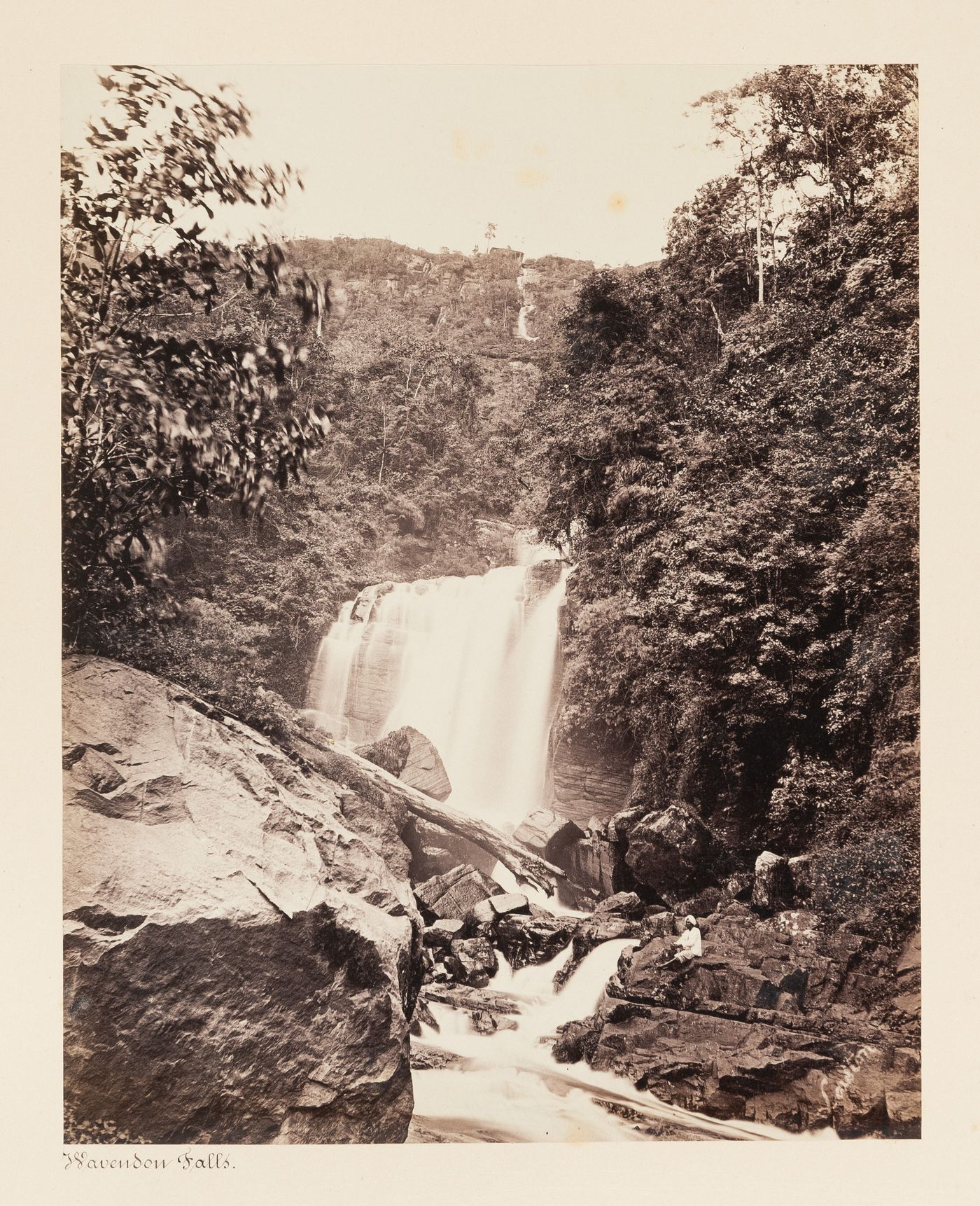 View of Wavendon Falls, Ramboda, Ceylon (now Sri Lanka)