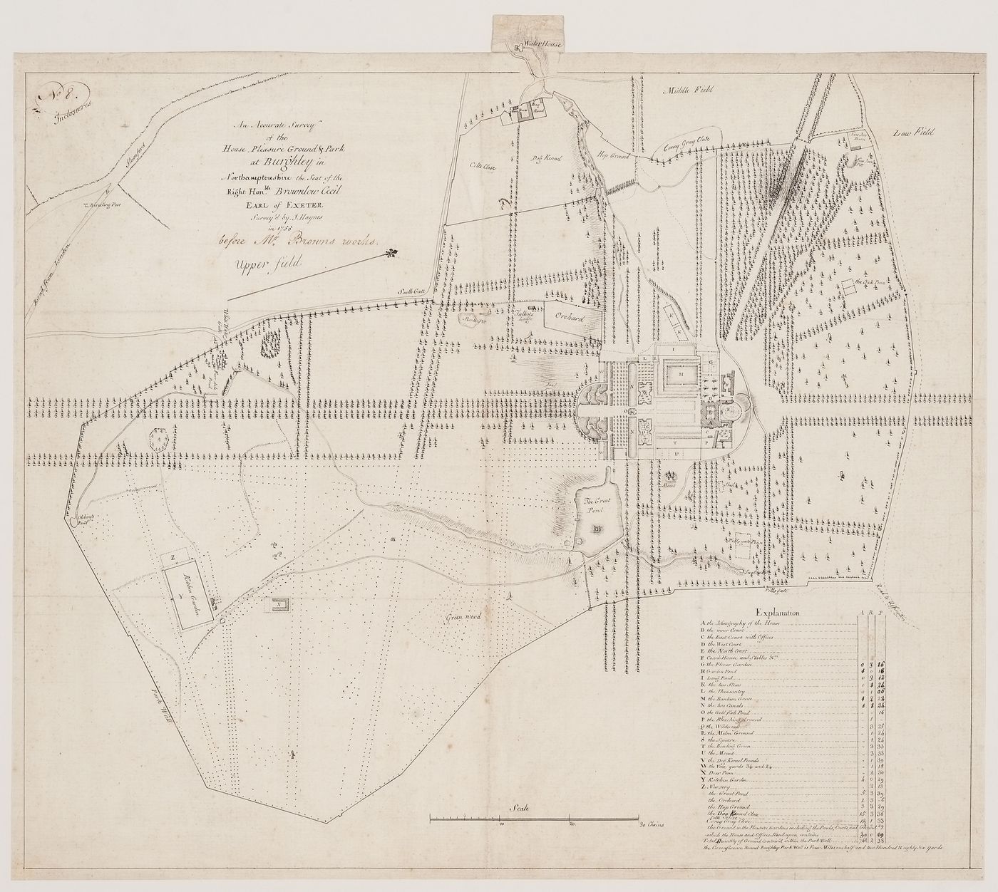 A survey plan of Burghley House and its grounds
