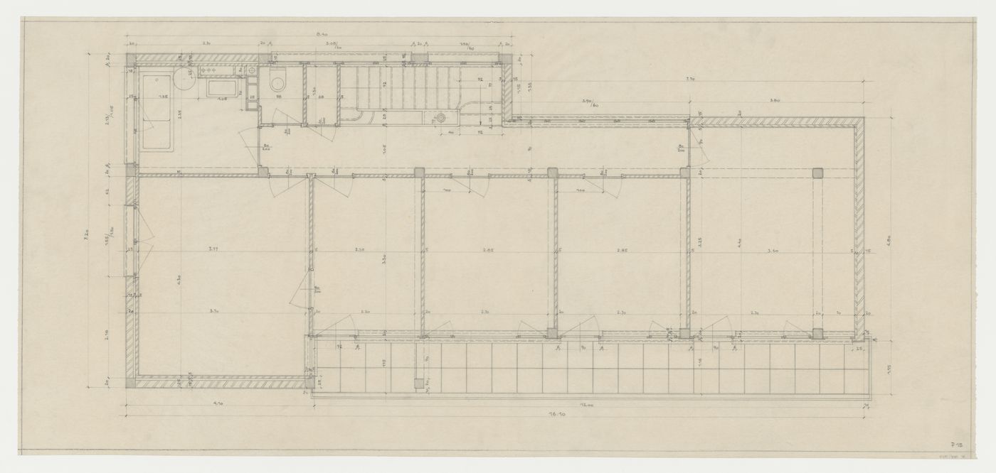 Second floor plan for Villa Palicka showing the third stage of design, Prague, Czechoslovakia (now Czech Republic)