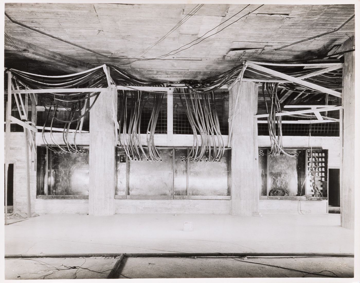 Interior view of electric conduits, possibly in the main pavilion of Université de Montréal, Montréal [?], Québec