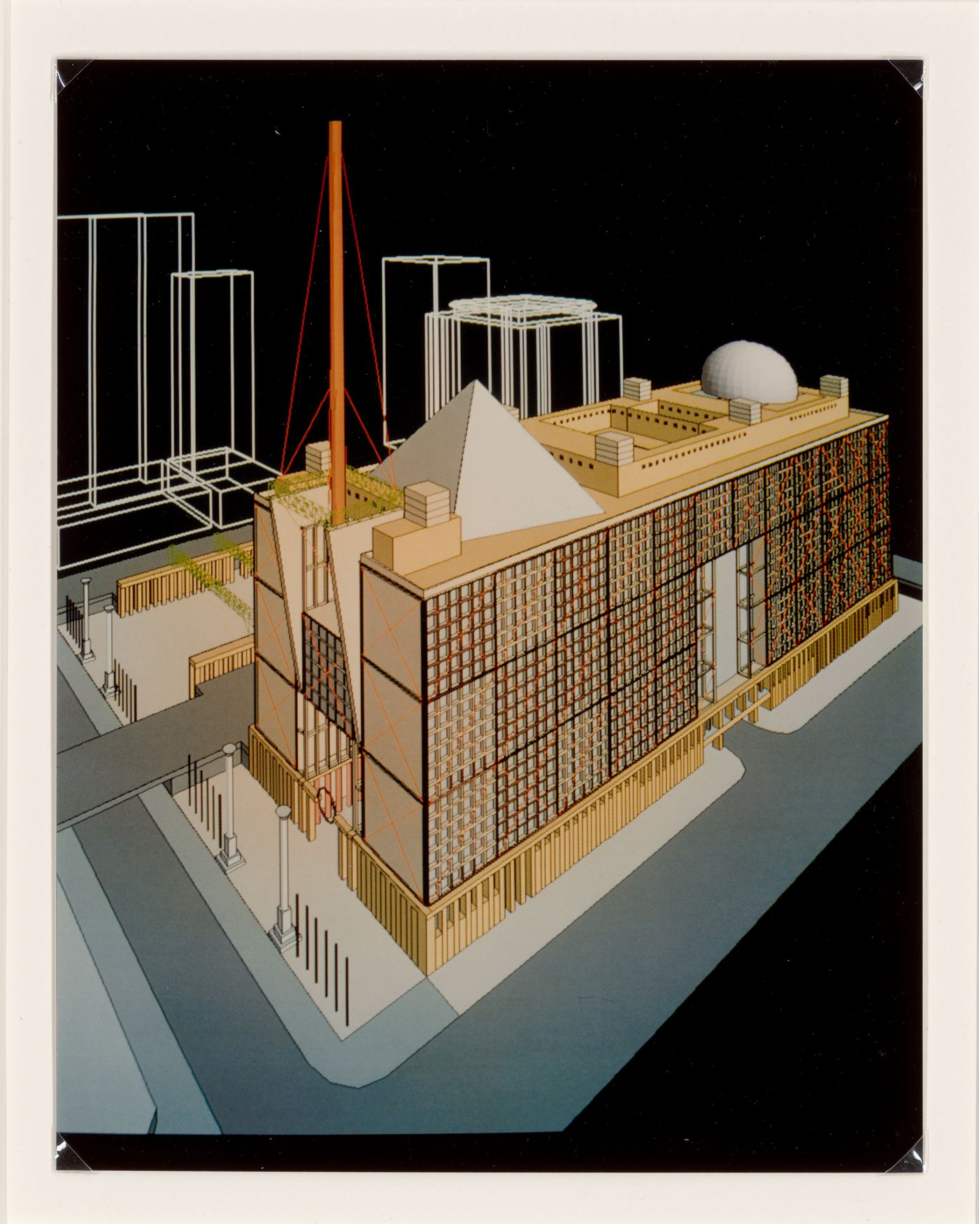 Bird's-eye view from the northwest for the Tokyo City Hall competition entry