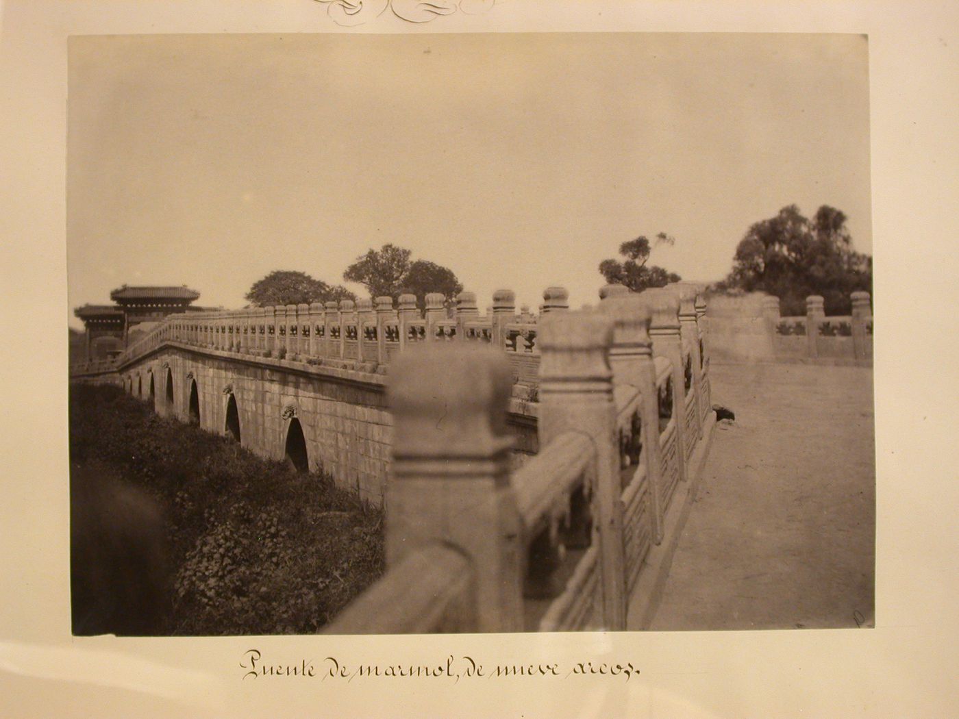 View of a marble bridge, Peking (now Beijing), China