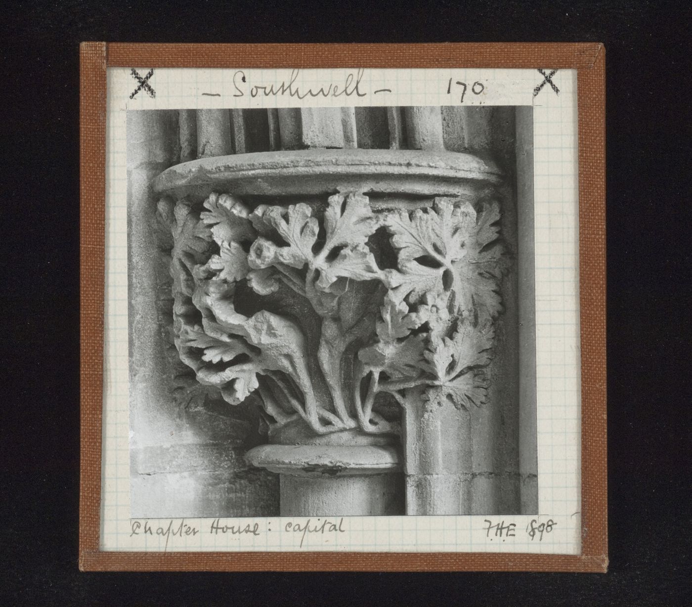 View of capital at Chapter House, Southwell Minster, Southwell, Nottinghamshire, England