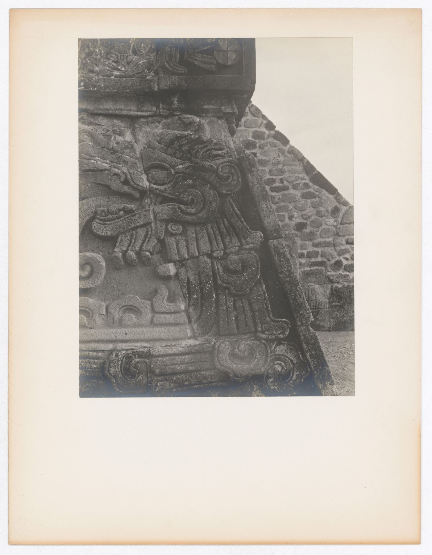 Partial view of a pyramid, possibly known as the Pyramid of the Feathered Serpent, Xochicalco Site, Xochicalco, Mexico