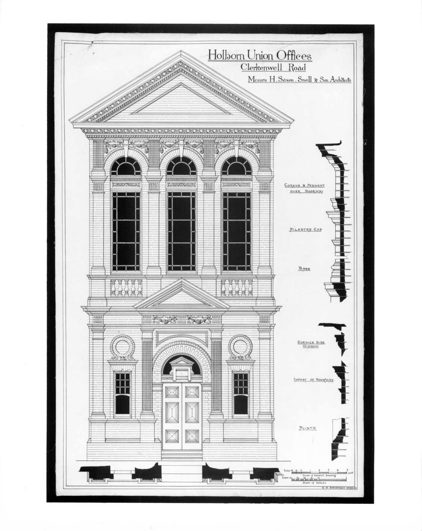 Holborn Union Offices, London - Elevation and details