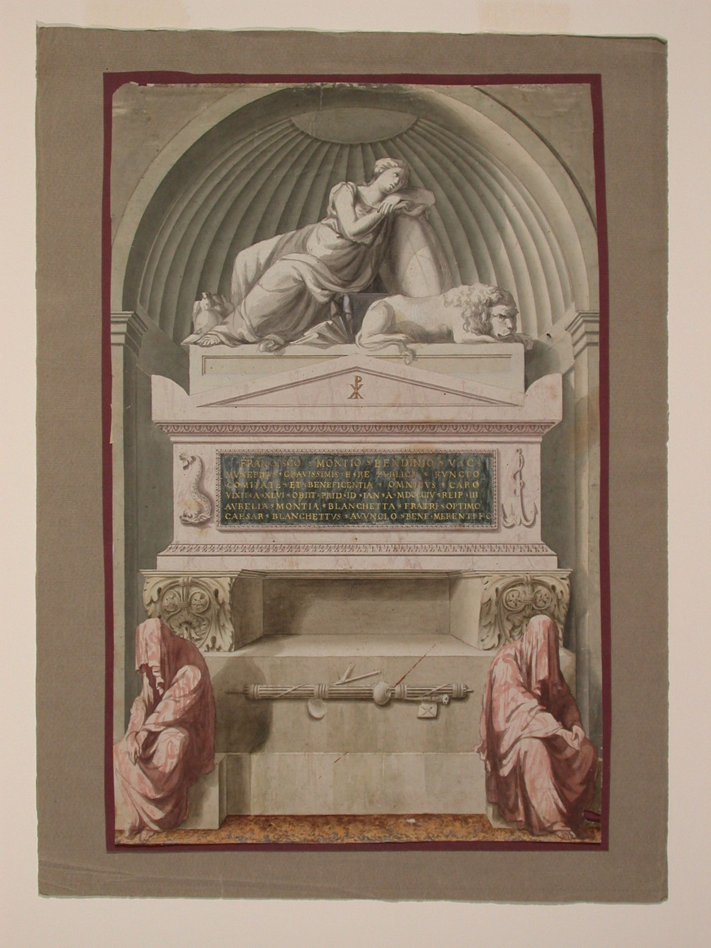 Design for the funerary monument for Francisco Montio Bendinio.