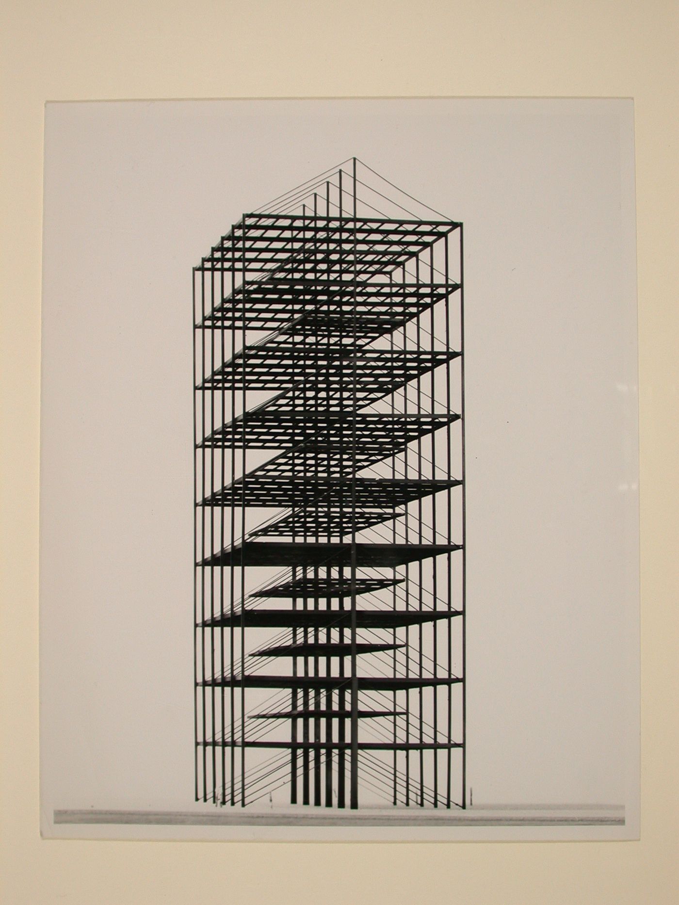 Photograph of a model for a Tall Building Suspension System