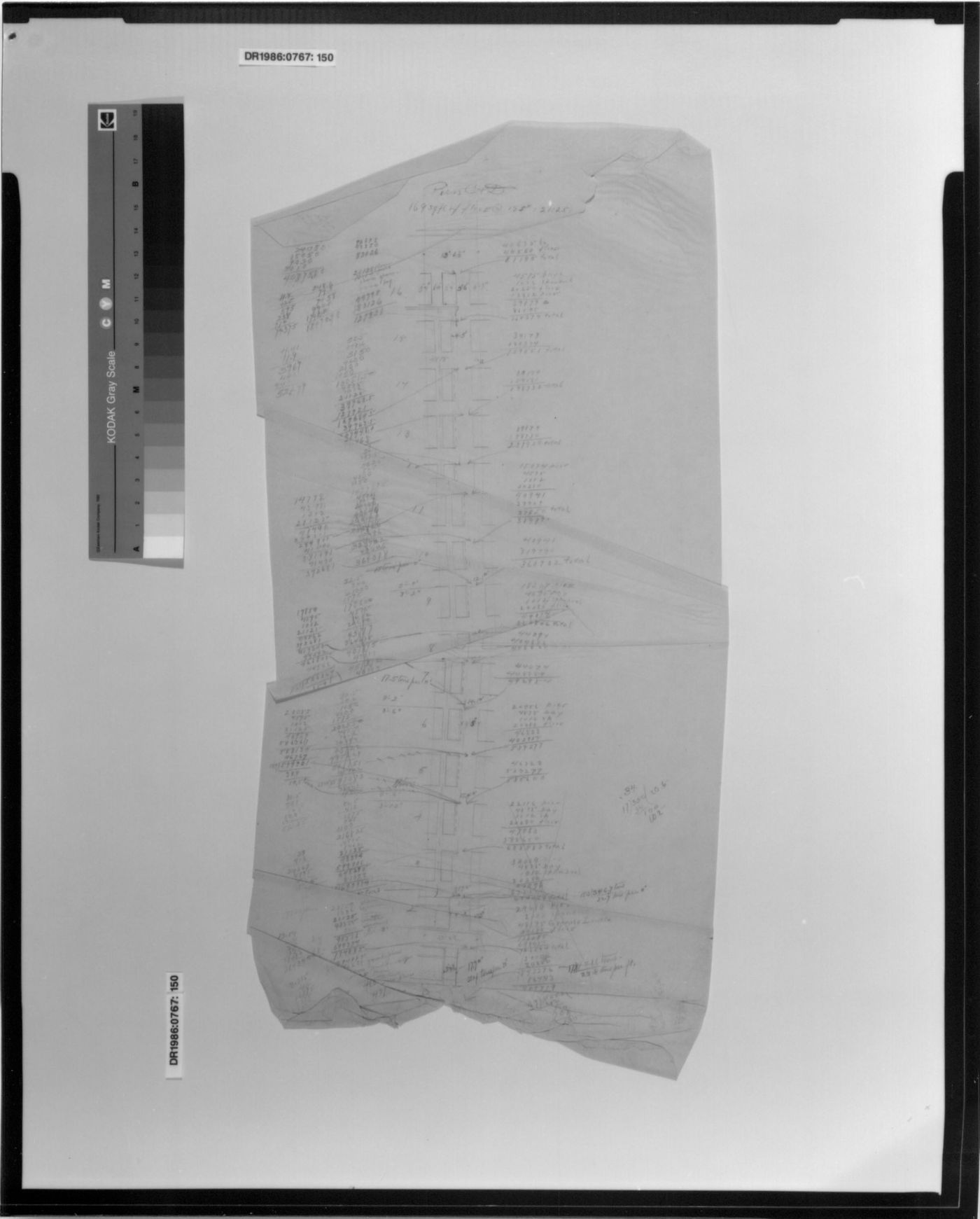 Monadnock Building, Chicago: Partial elevation with load calculations for piers C and D