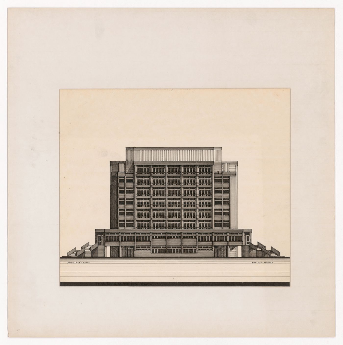 Dormitory elevation for The Shape of Cambridge: A Plan, Cambridge University, England