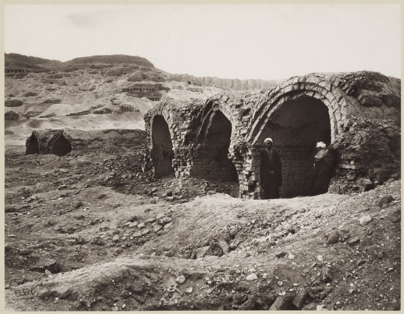 Brick galleries [?] possibly coptic ruins [?] east of Shaykh Abdul al-Qurnah, Thebes, Egypt