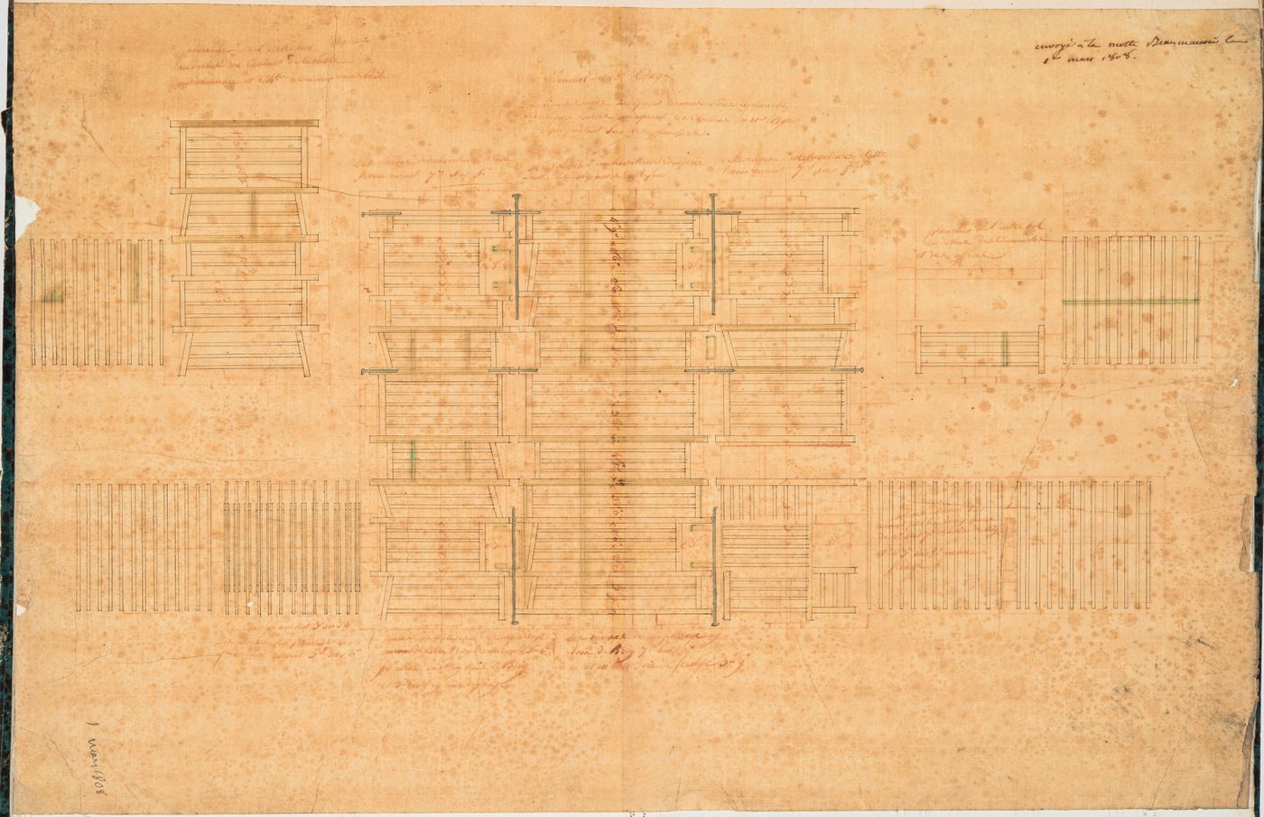 Project for a château for M. de Lorgeril, Motte Beaumanoir: Framing plan for the first floor