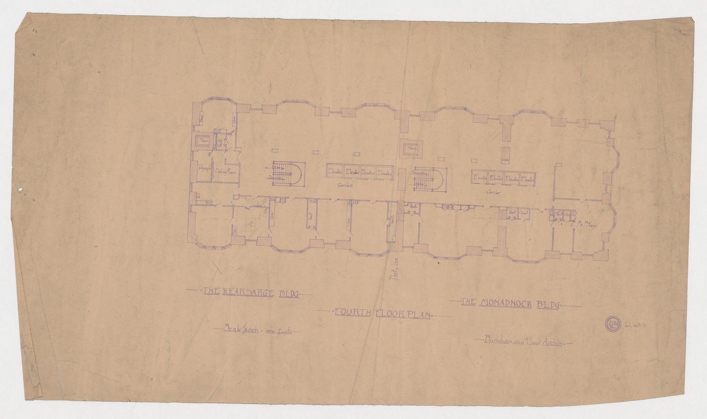 Monadnock and Kearsarge Buildings, Chicago: Fourth floor plan