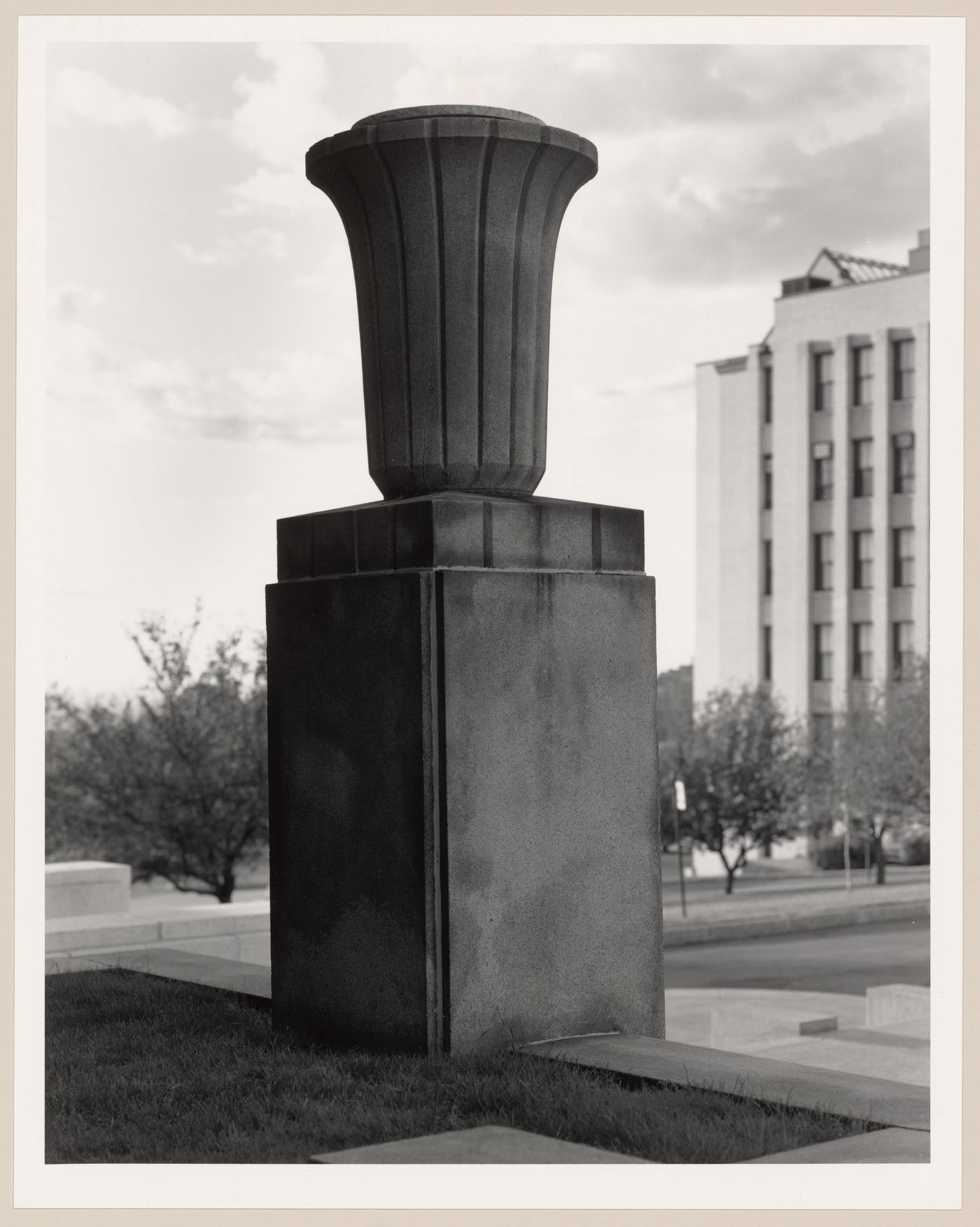 Urn near entrance to Faculté de Médecine, Université de Montréal, Montréal, Québec