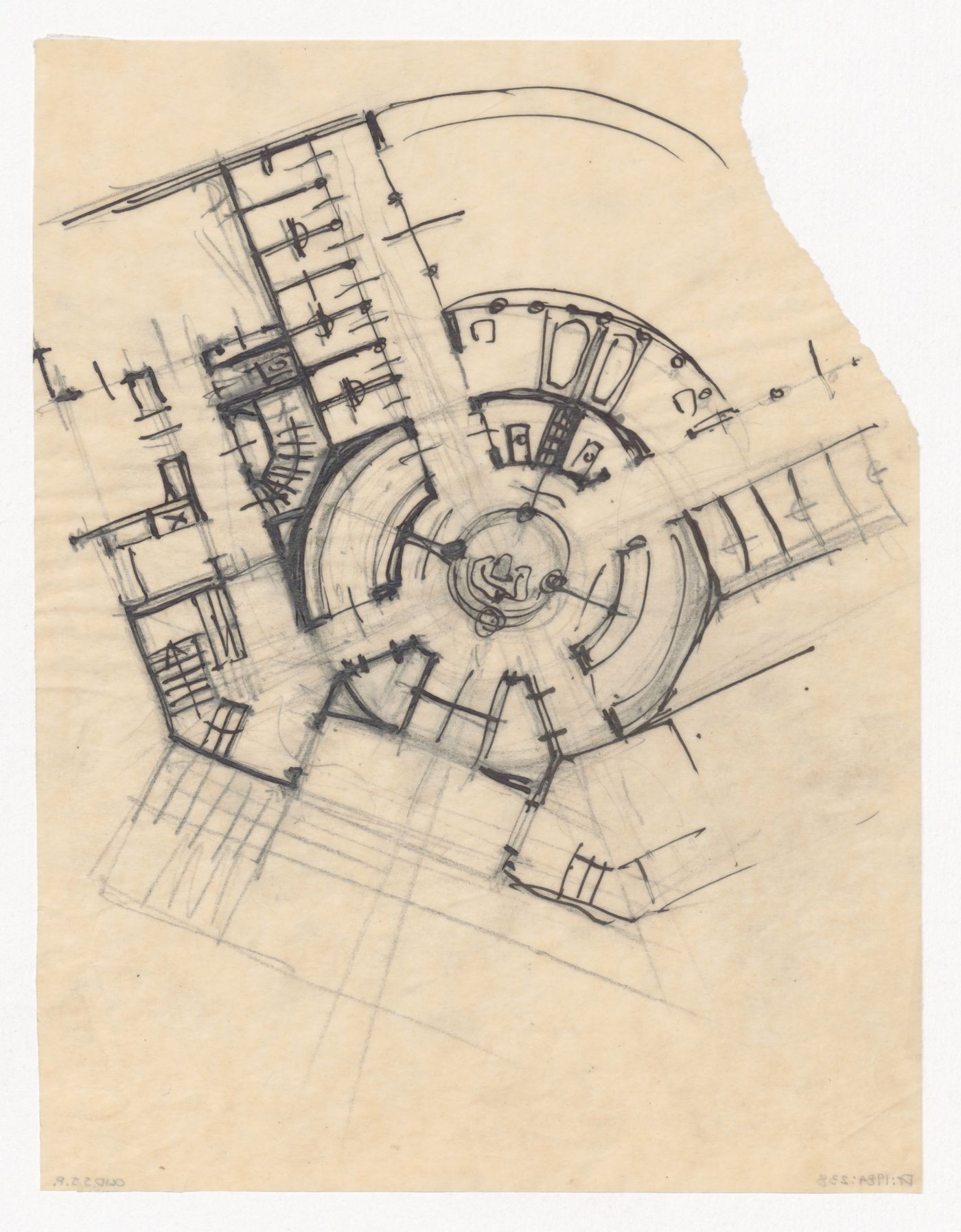 Sketch plan for a city hall for the reconstruction of the Hofplein (city centre), Rotterdam, Netherlands