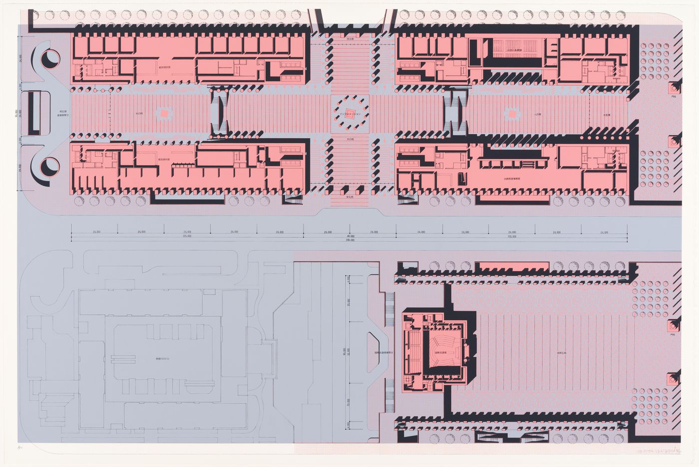 Second floor plan of complex for the Tokyo City Hall competition entry