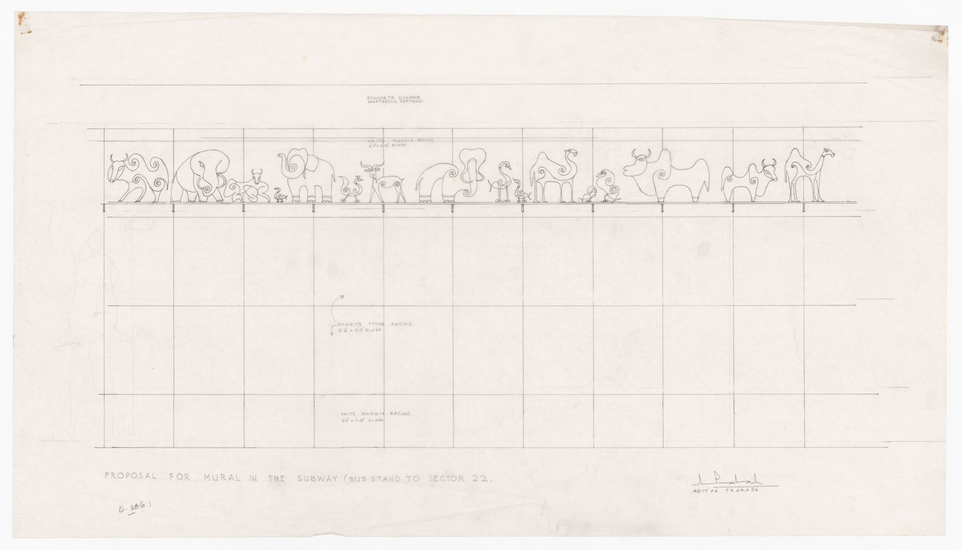 Wall elevations proposal sketch for Subway mural of Bus stand, Sector 22, India