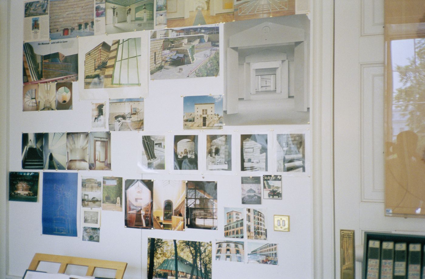 Interior view of the office of James Stirling, Michael Wilford and Associates on Fitzroy Square in London