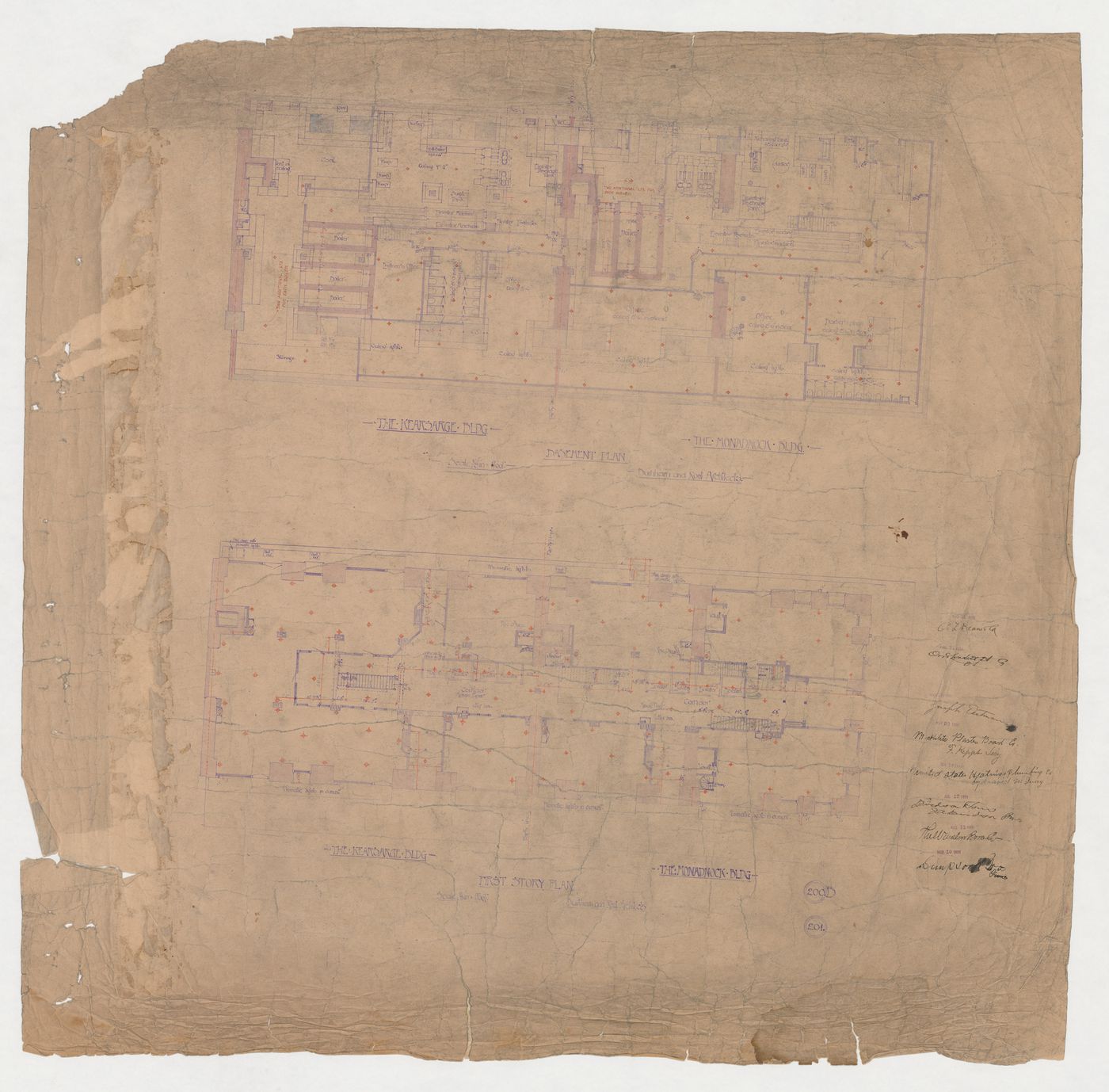 Monadnock and Kearsarge Buildings, Chicago: Basement and first floor plans