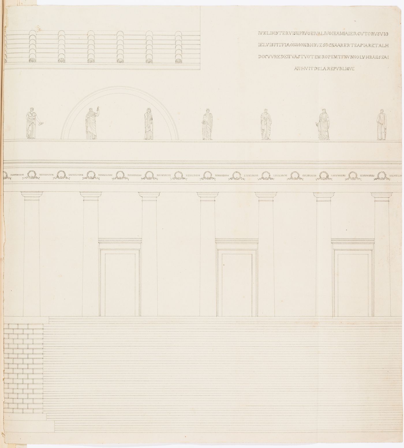 1800 Grand Prix Competition: Partial elevation for an École nationale ...