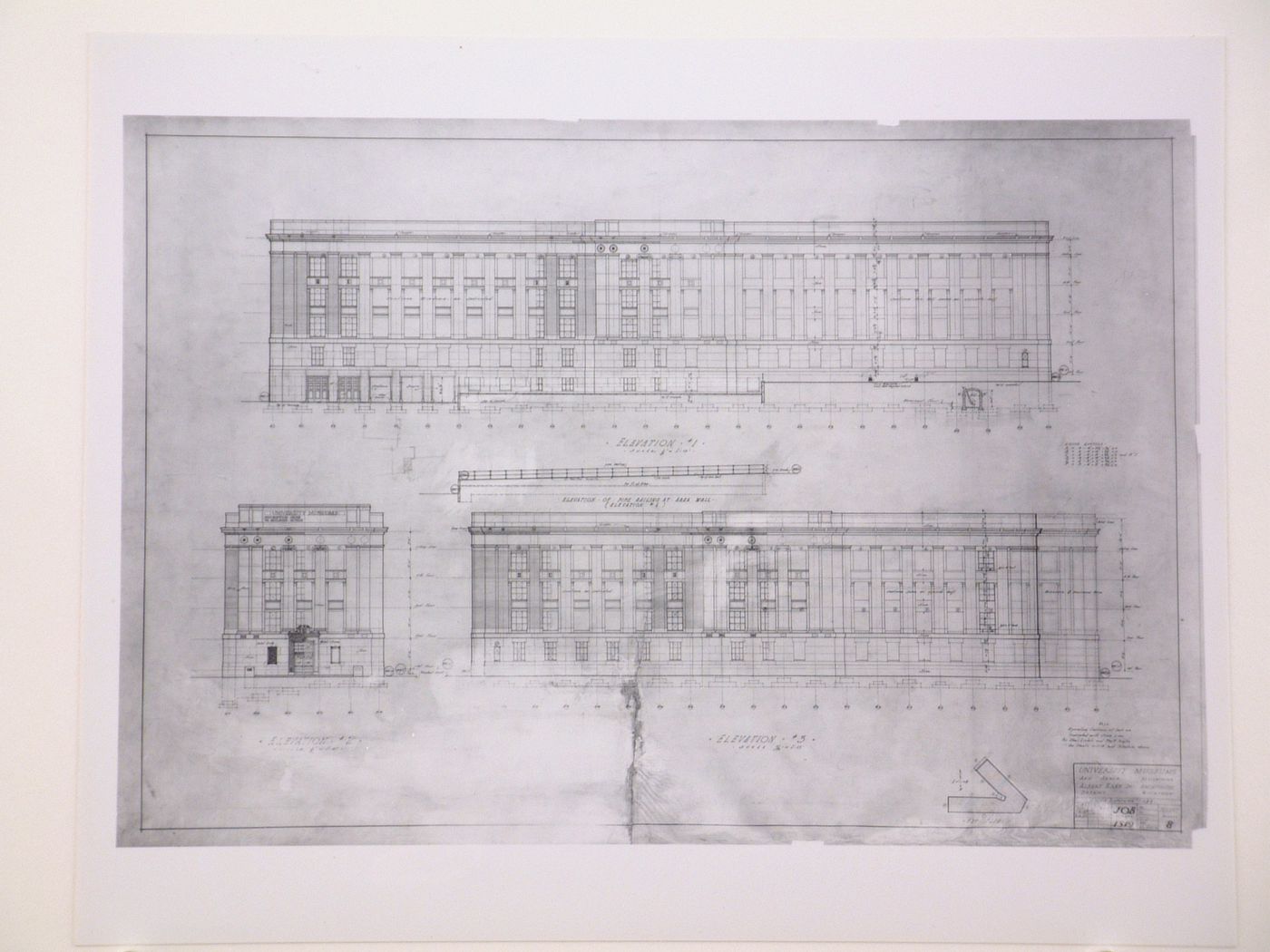 Photograph of elevations for the Alexander G. Ruthven Museums Building, North University Avenue, University of Michigan, Ann Arbor, Michigan