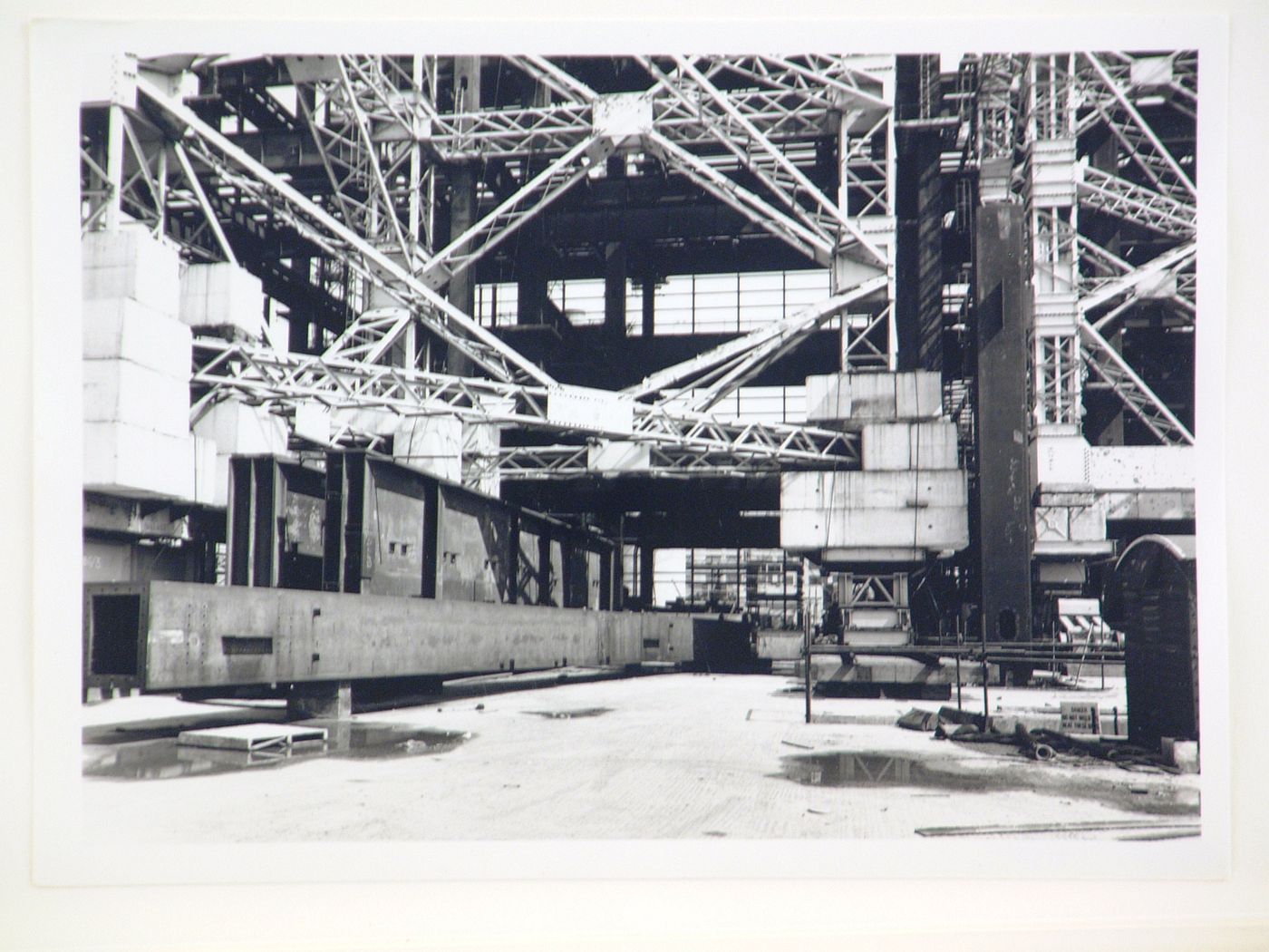 View of construction of steel structure for power station, United Kingdom