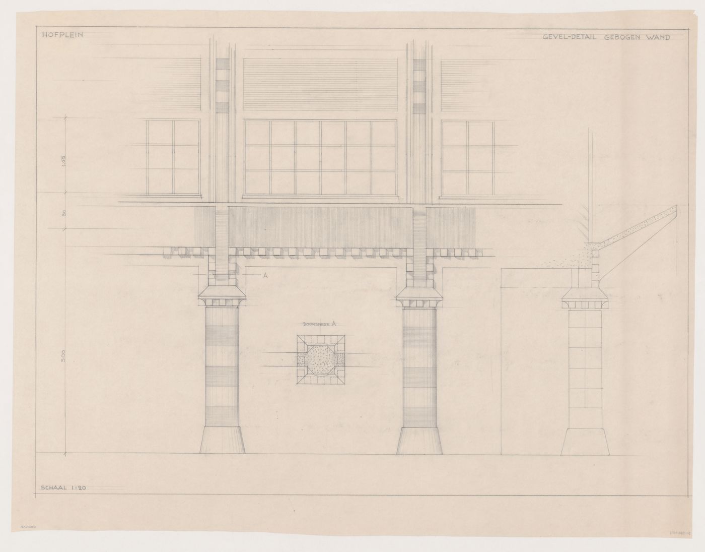 Partial elevation and column section for a model for a mixed-use development for the reconstruction of the Hofplein (city centre), Rotterdam, Netherlands