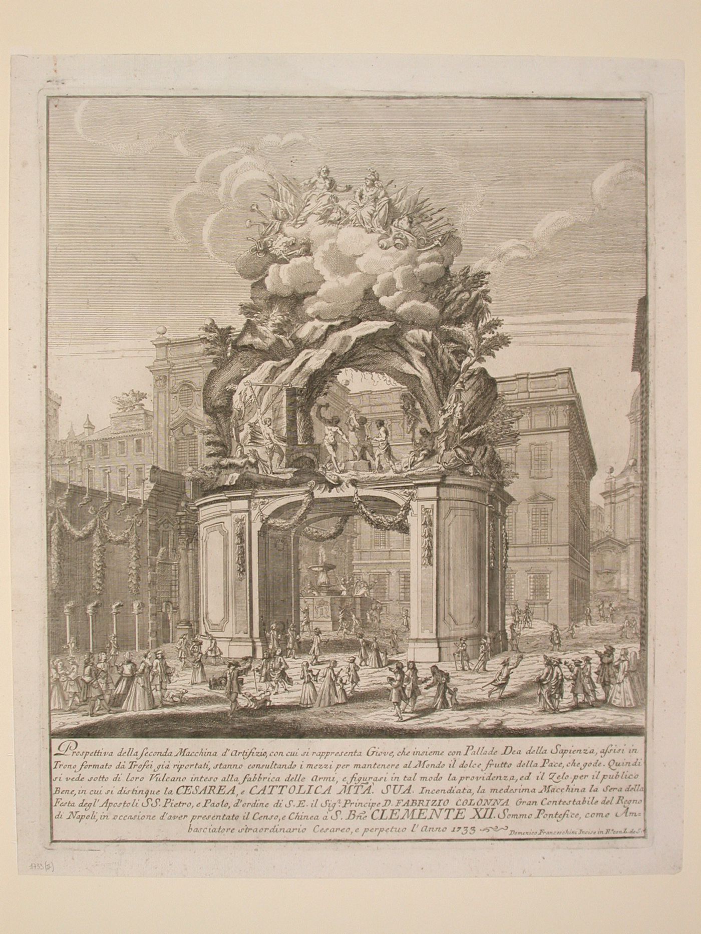 Etching of Michetti's design for the "seconda macchina" of 1733