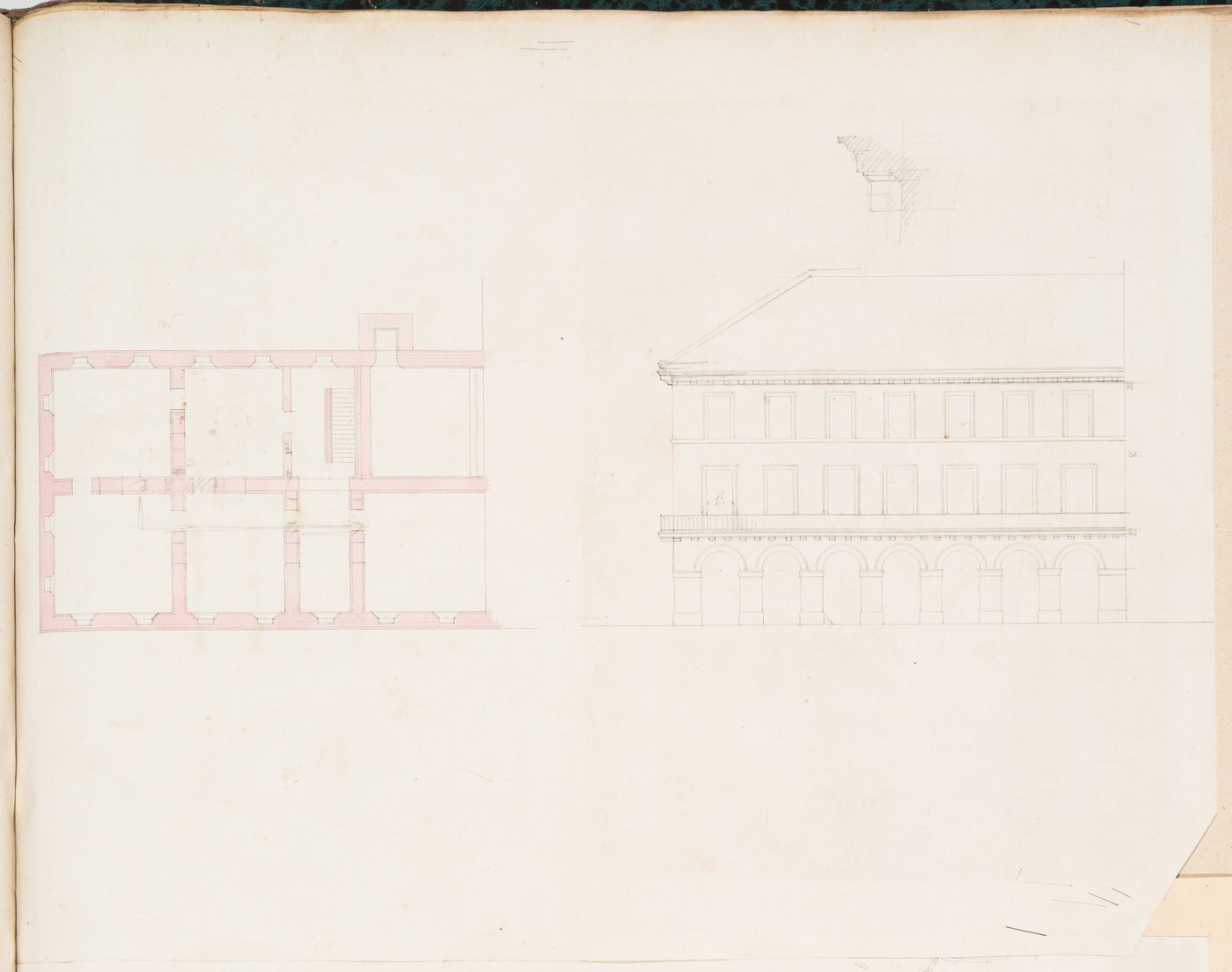Partial plan and elevation, possibly for a hôtel for the de Lorgeril family in Rennes