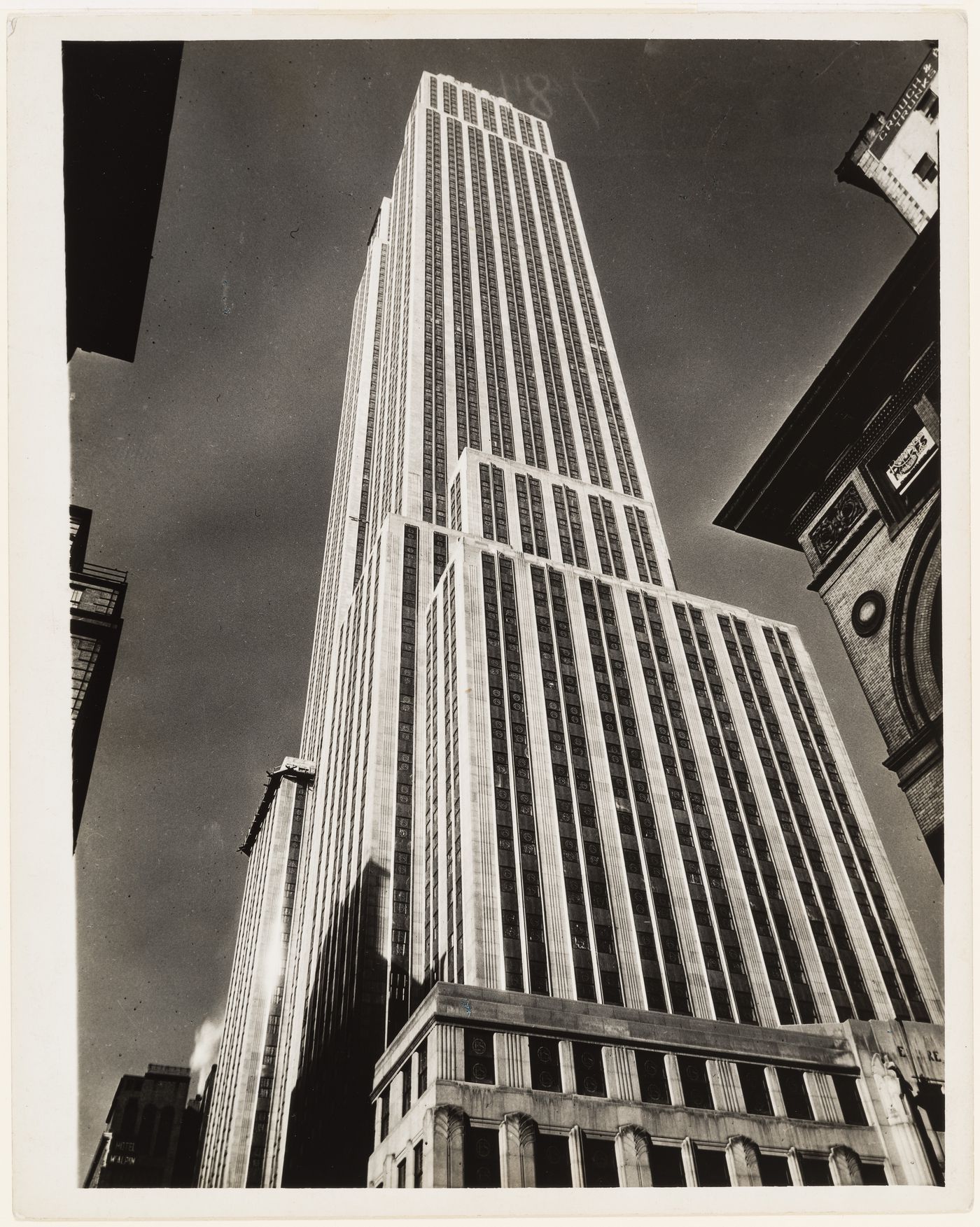 View looking up at Empire State Building, New York City, New York