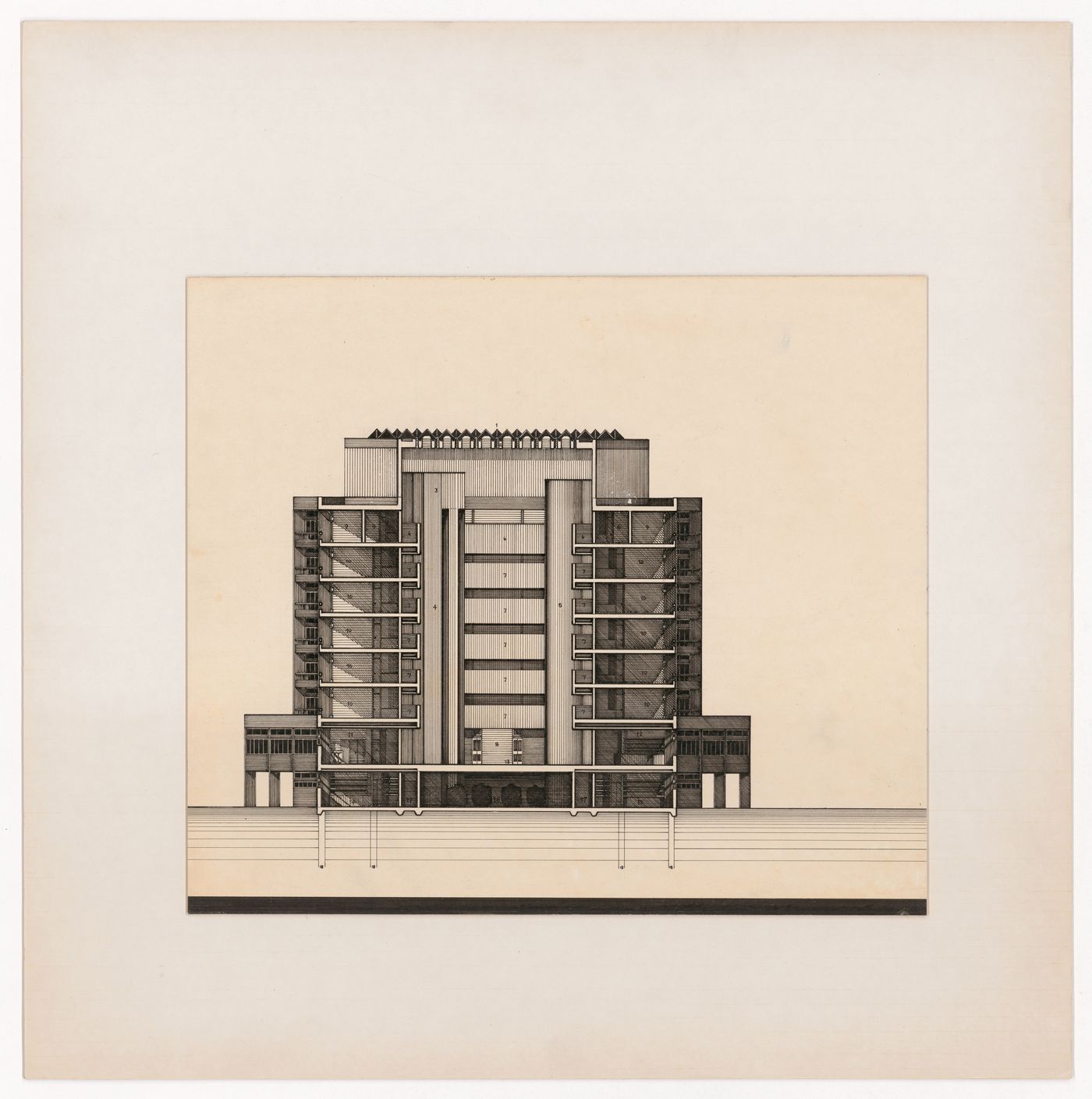 Dormitory section for The Shape of Cambridge: A Plan, Cambridge University, England