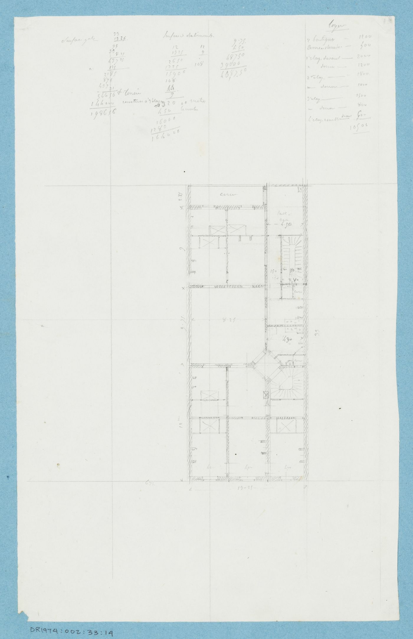 Project for a hôtel for M. Busche [?]; Plan for a five-storey [?] hôtel