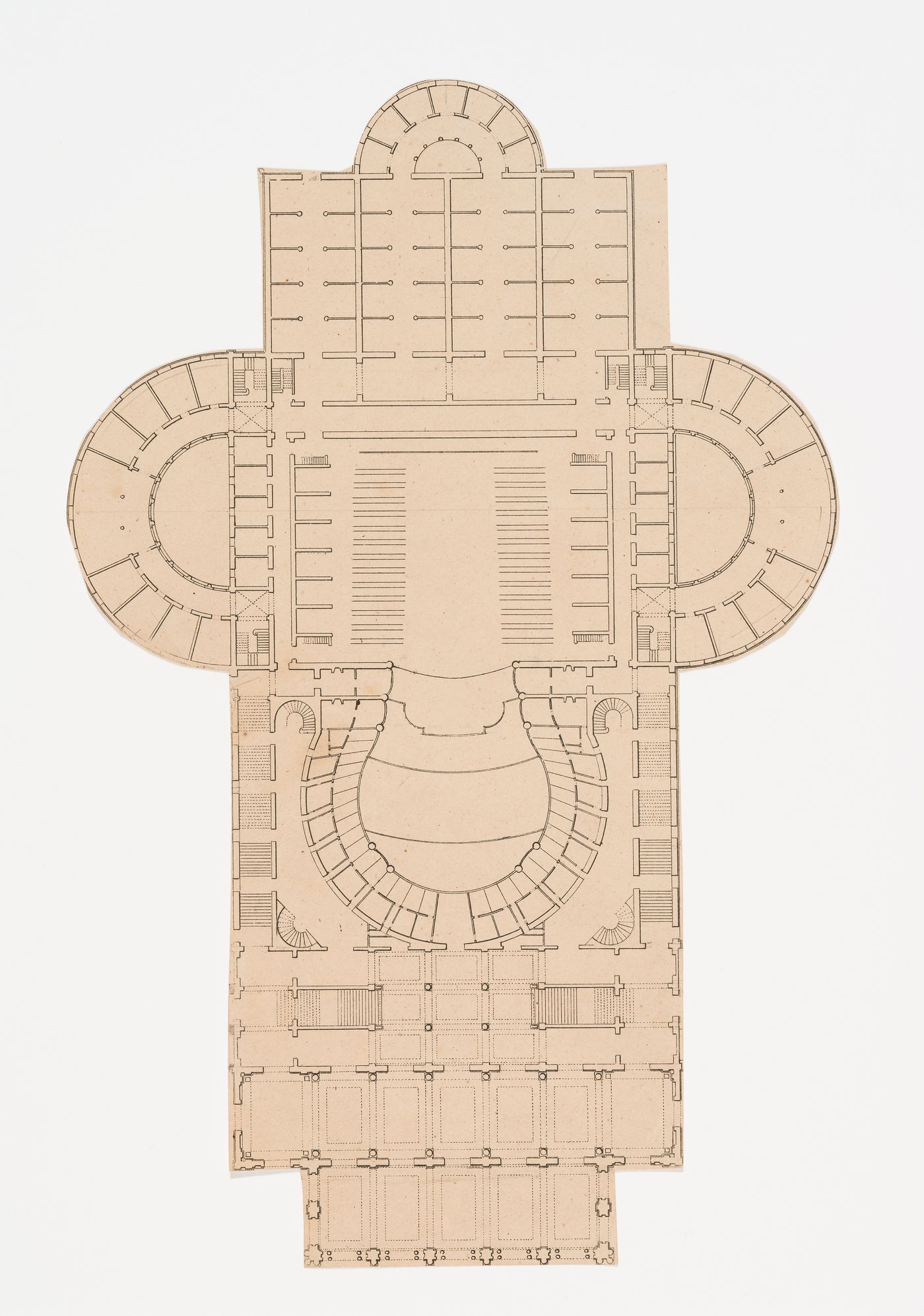 Ground floor plan for an opera house for the Théâtre impérial de l'opéra