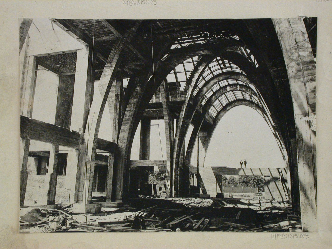 View of the Central Palace for the Exhibition of Contemporary Culture under construction, Brno, Czechoslovakia (now Czech Republic)