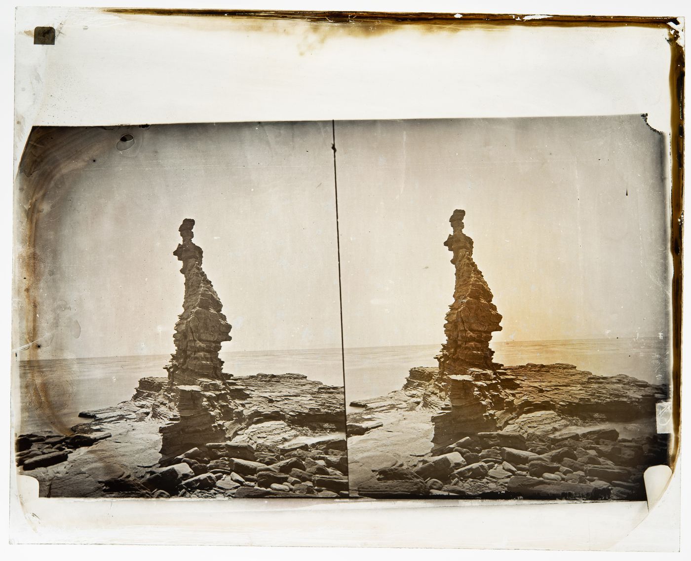 Stereograph of rock formation, Point Fermin, San Pedro, California, United States of America