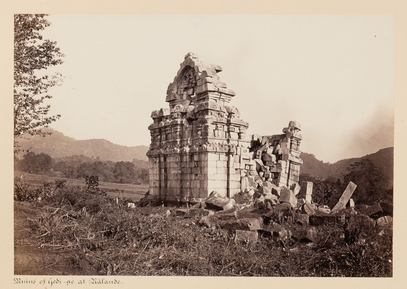 View of the ruins of the Nalanda Gedige, Nalanda, Ceylon (now Sri Lanka)