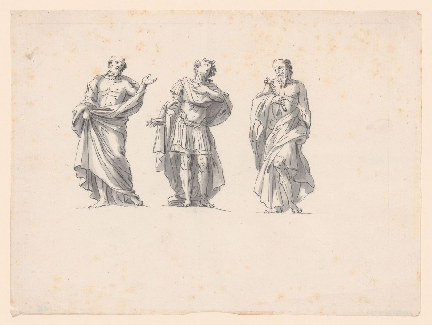 Drawings of three statues on the colonnade of St. Peter's, Rome