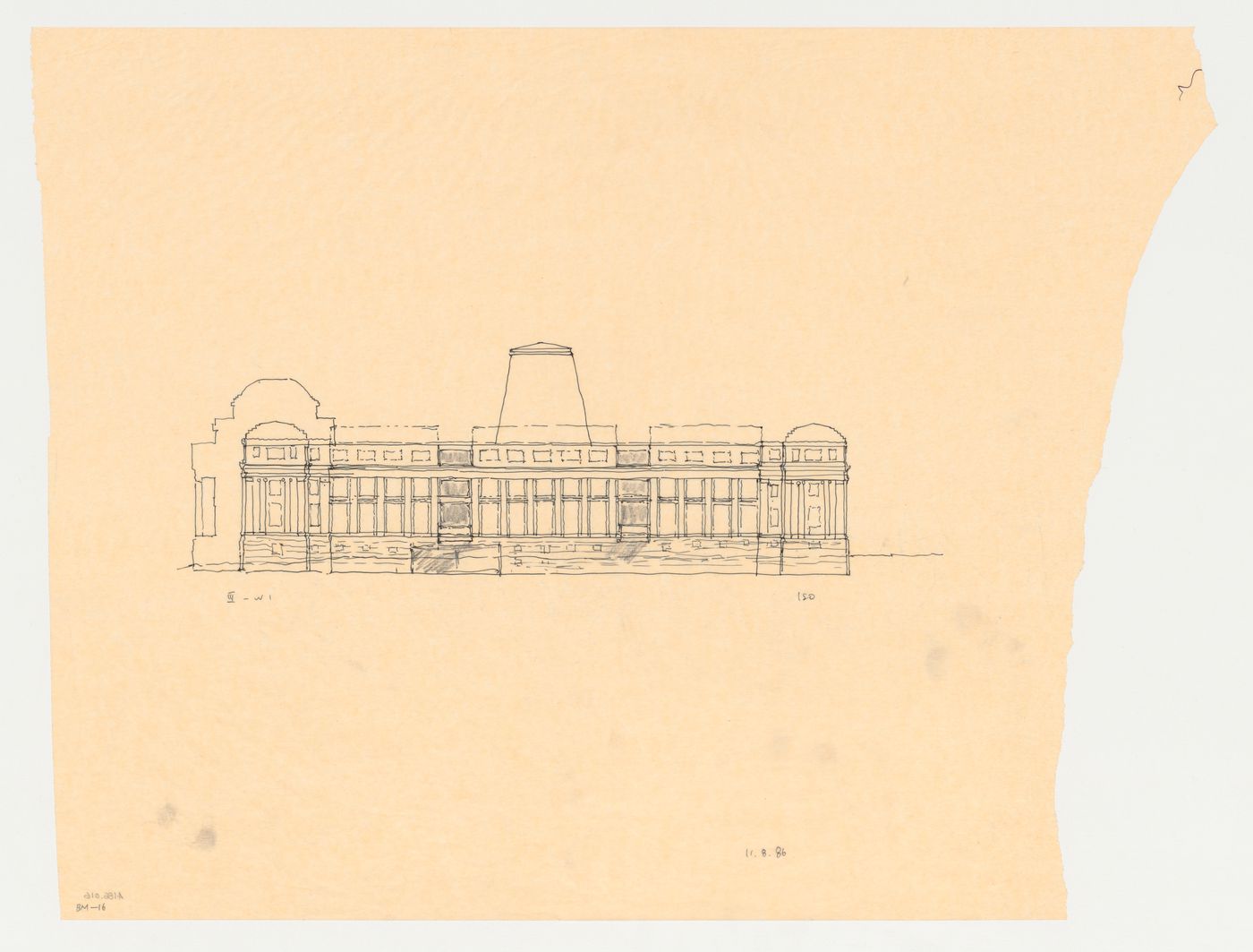 West elevation for the Brooklyn Museum master plan, third phase