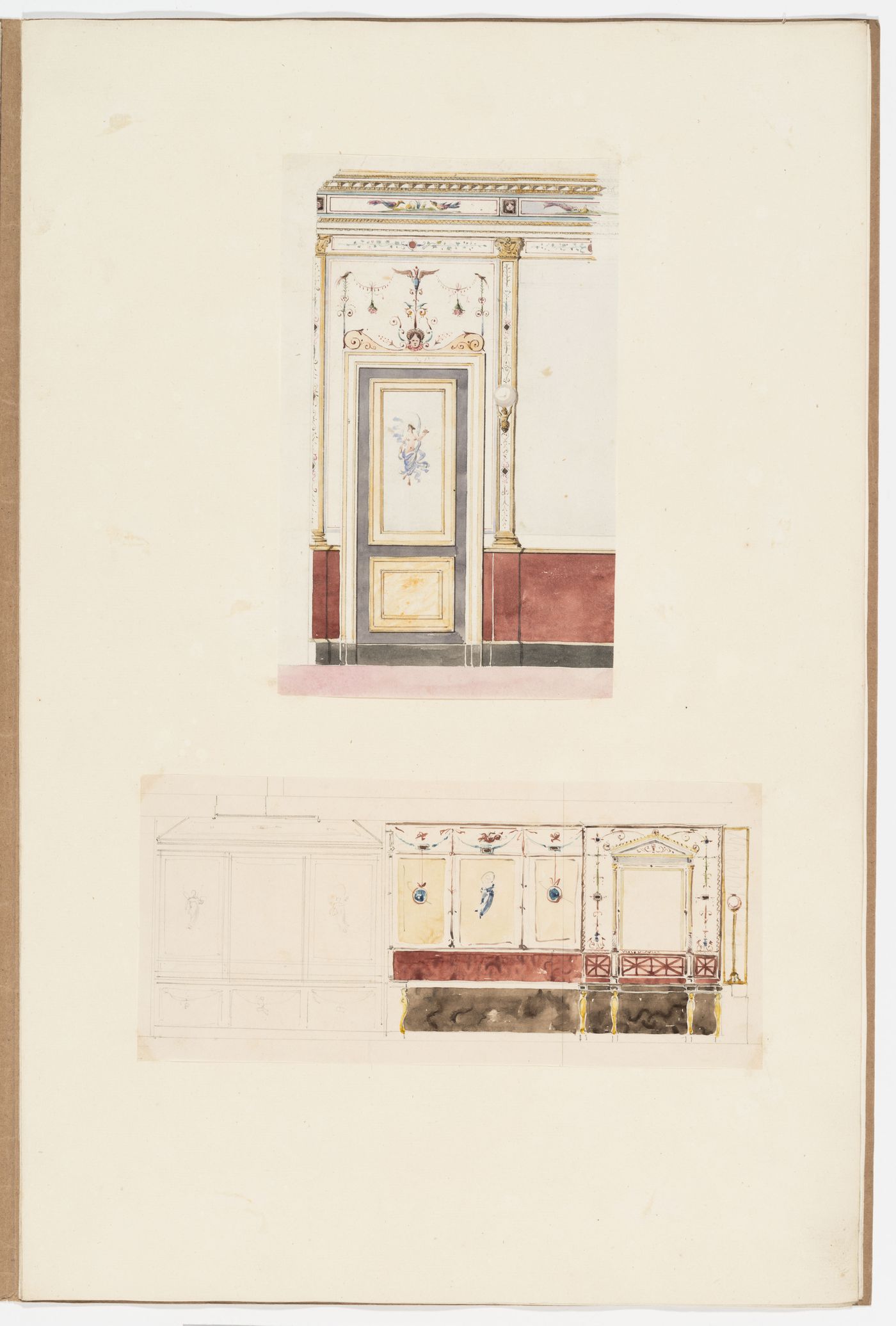 Elevations for an Empire style interior decorative scheme