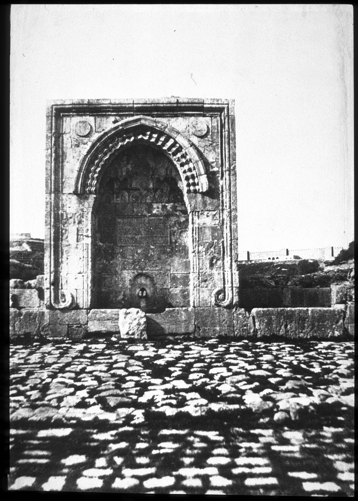 View of Ottoman public drinking fountain at south end of Birkat al-Sultan [Sultan's Pool], Jerusalem, Palestine