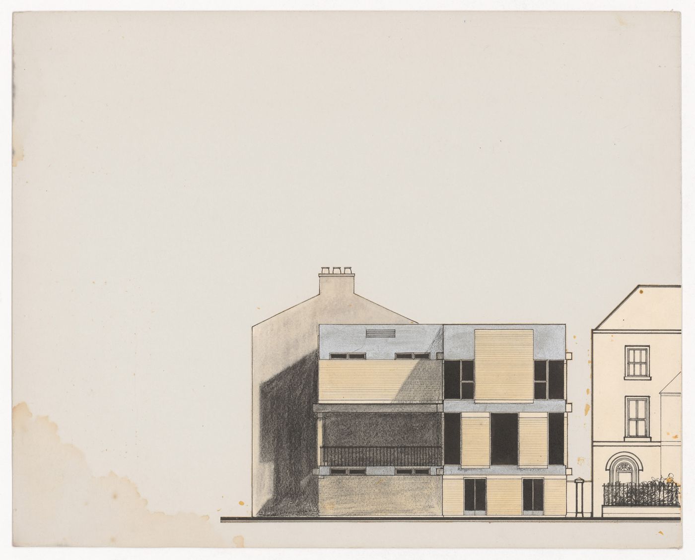 Housing elevation for The Shape of Cambridge: A Plan, Cambridge University, England