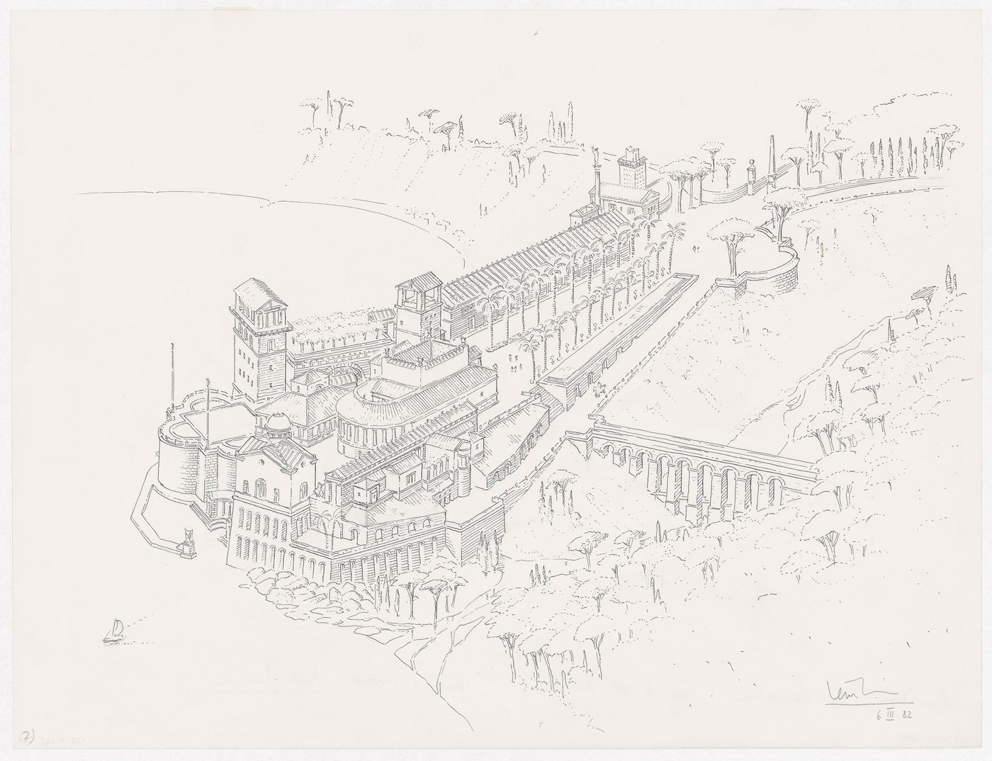 Imaginary reconstruction perspective of Pliny's Laurentine Villa