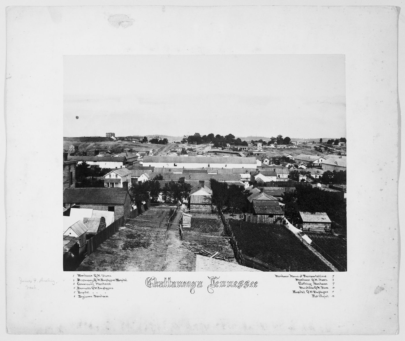 View of quartermaster's camp with warehouses, barracks, etc., Chattanooga, Tennessee