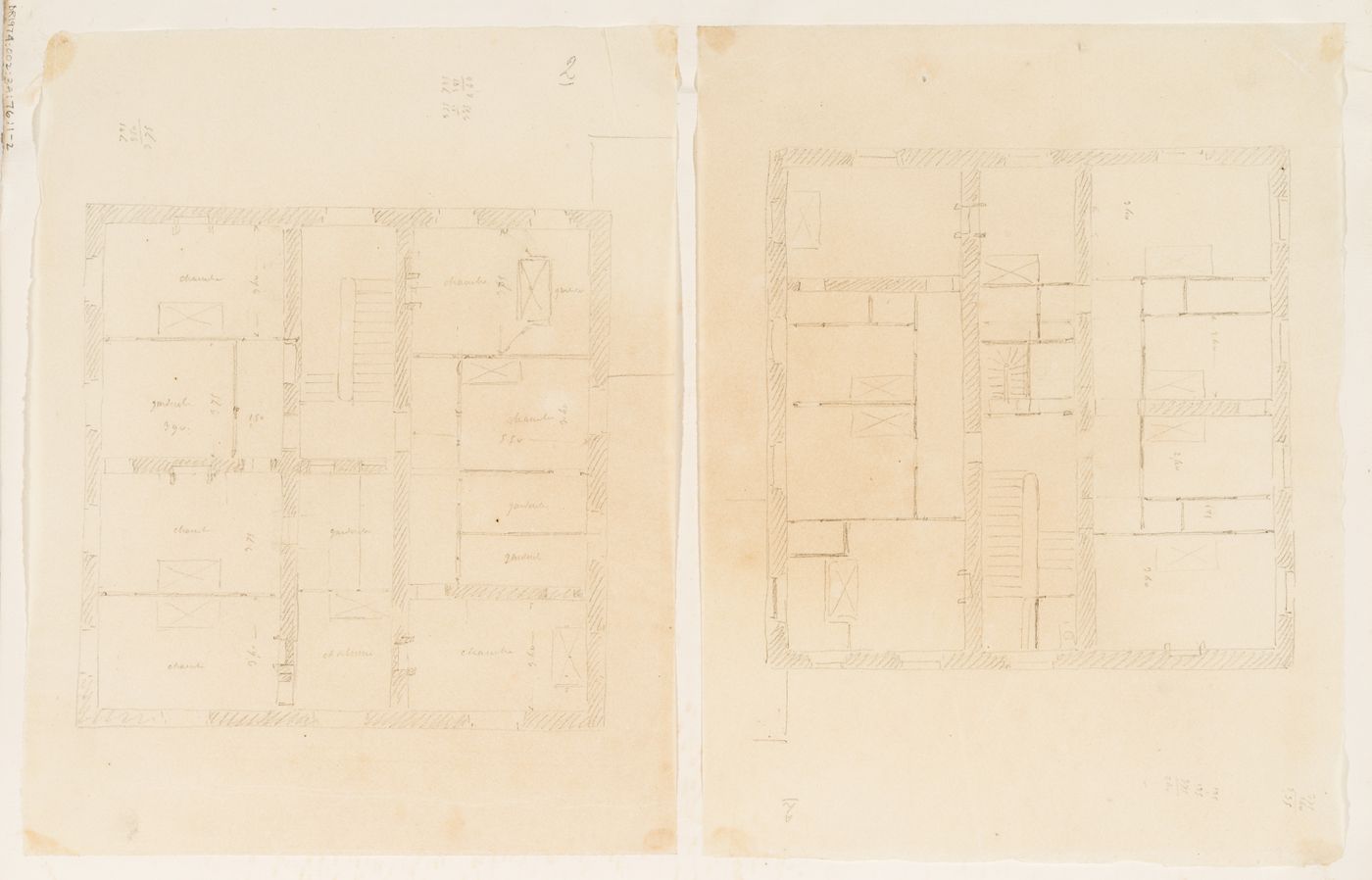 Project no. 10 for a country house for comte Treilhard: Plans
