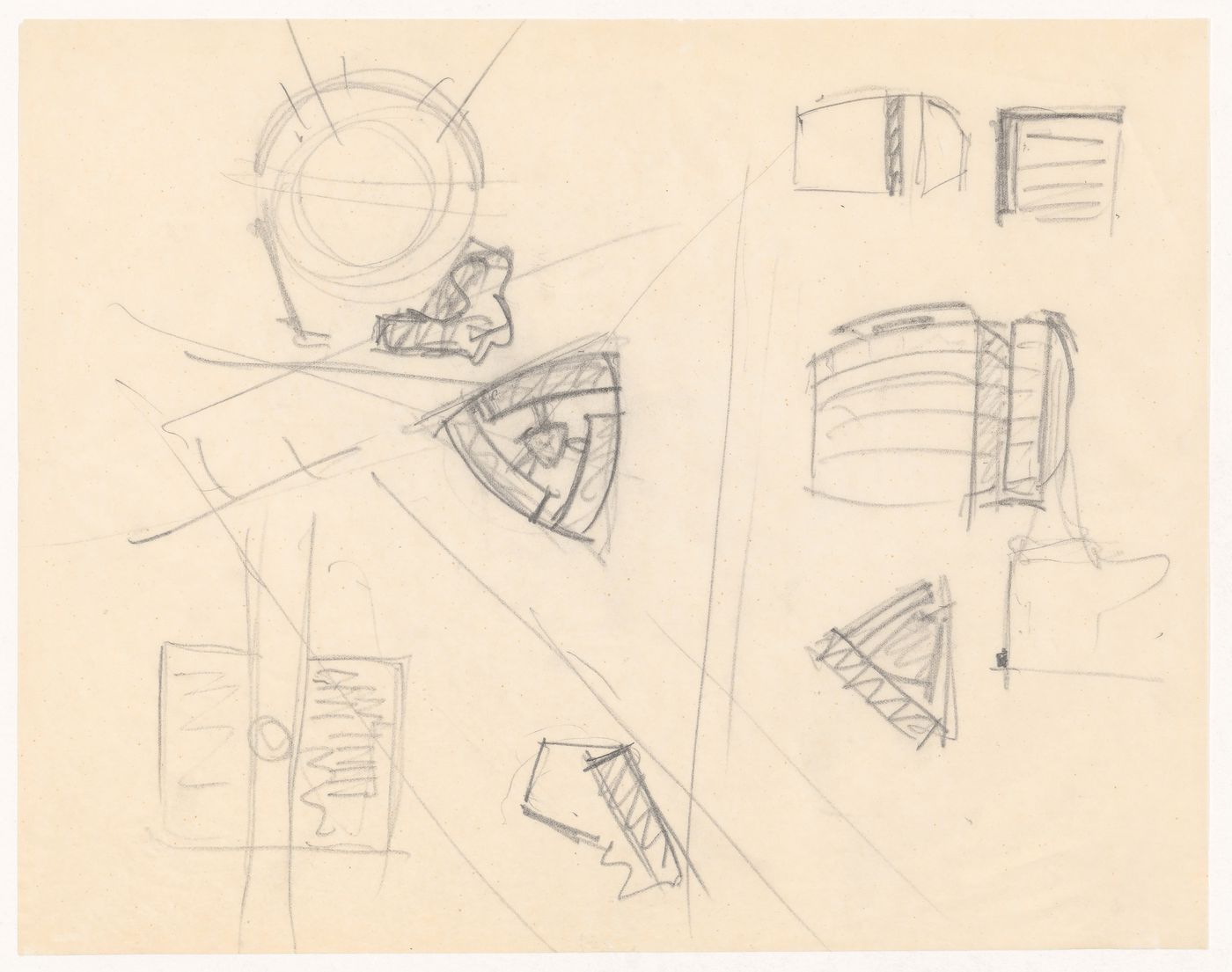 Conceptual sketches for a submission to the second competition for an Office Building on Friedrichstrasse, Berlin, 1929