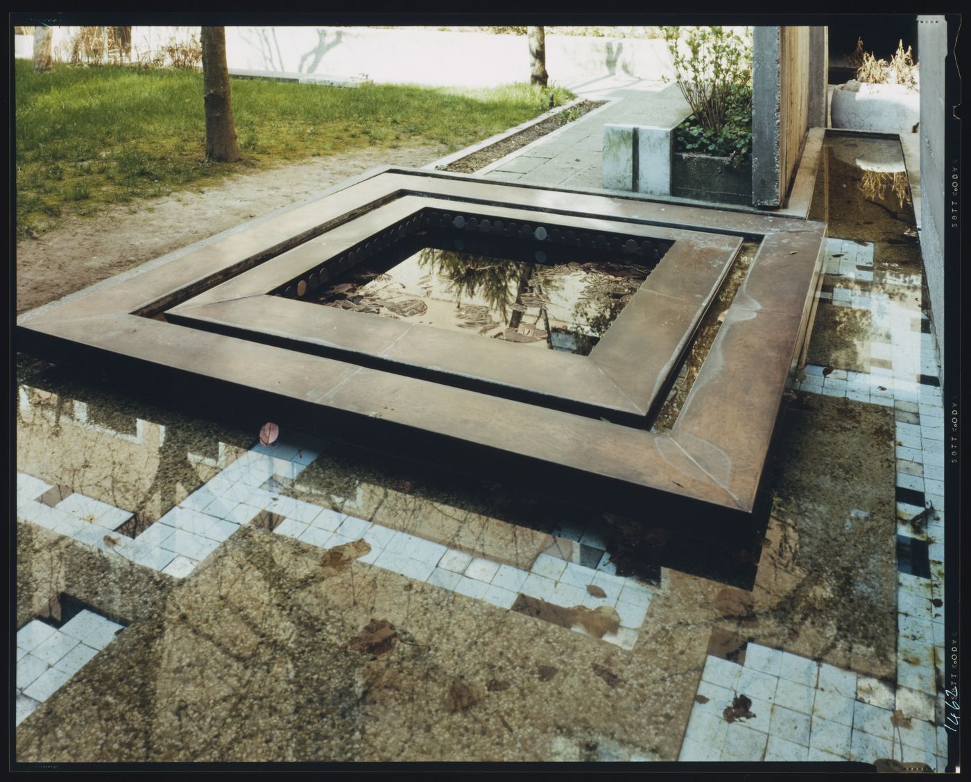 View of basin and tile, the garden, Palazzo Querini Stampalia, Venice, Italy