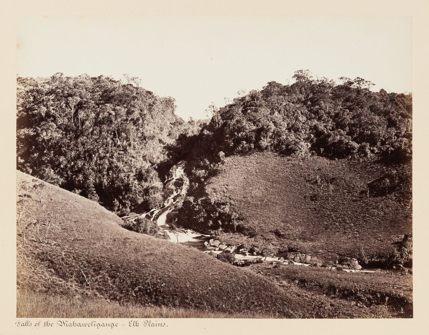 View of the Falls of the Mahaweli Ganga, Elk Plains, Ceylon (now Sri Lanka)