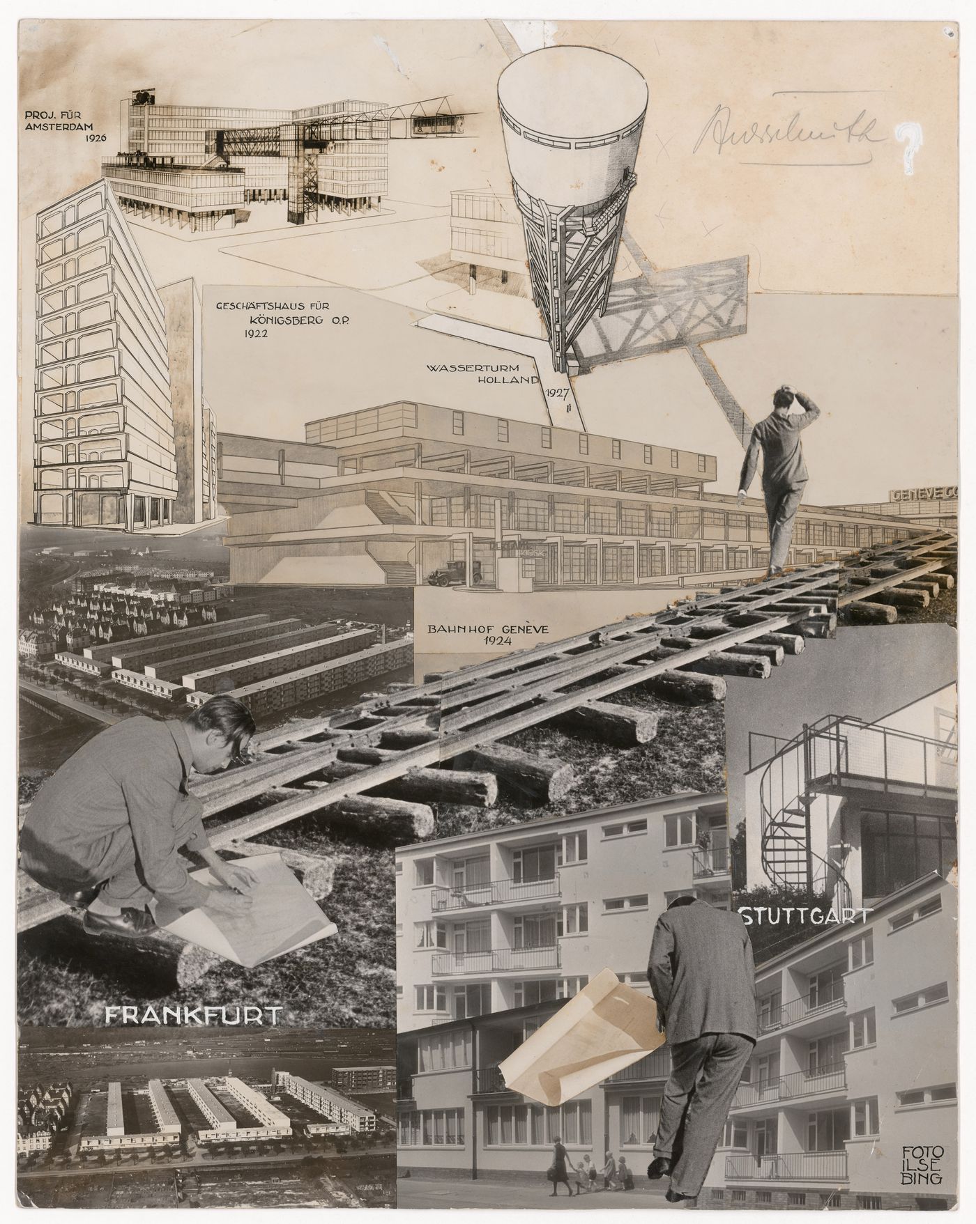 Photomontage of 1920's housing projects by architect Mart Stam