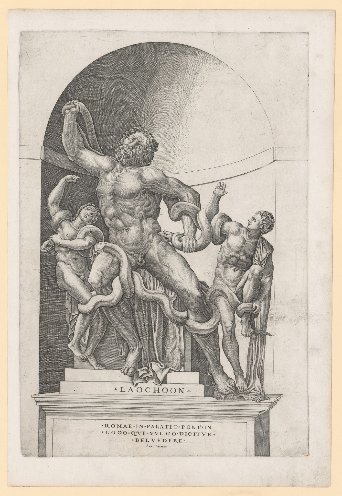 Perspective of the Laocoön in a niche in the Cortile del Belvedere, Vatican Palace, Rome